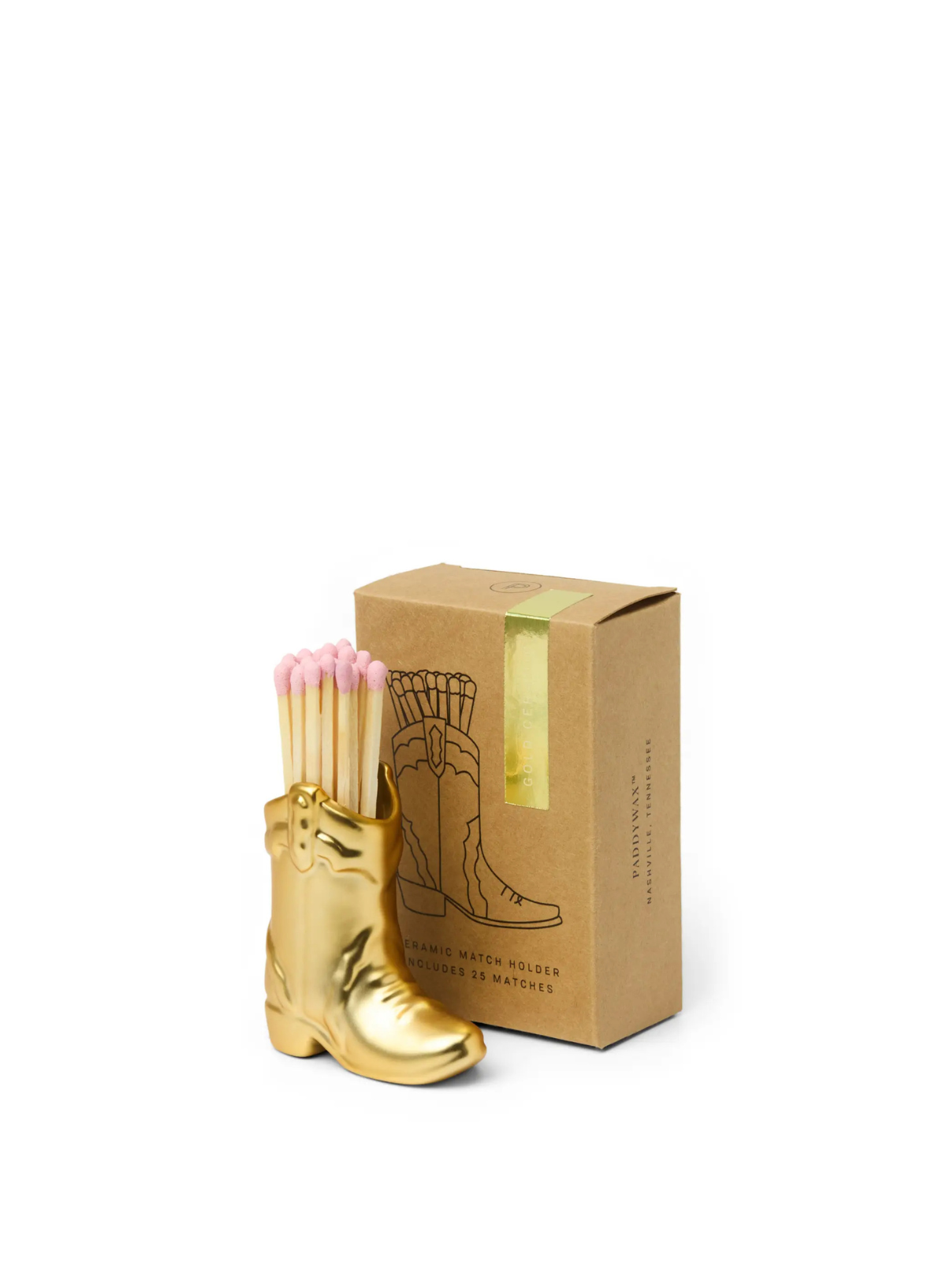 Nashville Ceramic Boot Match Holder in Gold from Paddywax