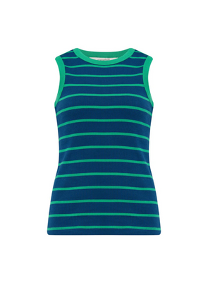 Ruth Fitted Vest Top in Blue/Green Stripes from Sugarhill