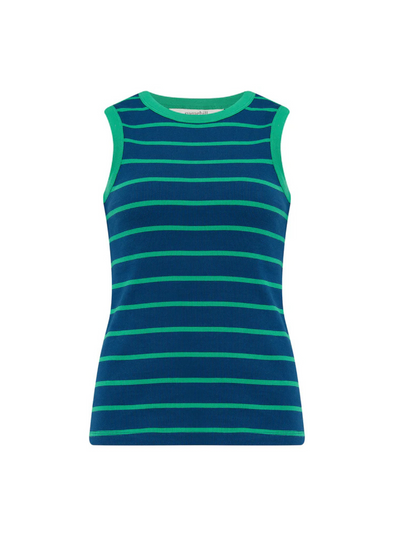Ruth Fitted Vest Top in Blue/Green Stripes from Sugarhill