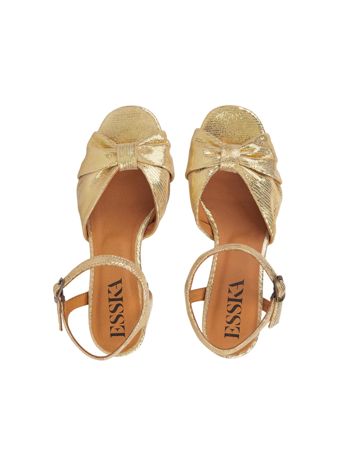 Esska Chilli Leather Heels  in Gold