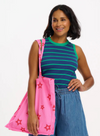 Ruth Fitted Vest Top in Blue/Green Stripes from Sugarhill