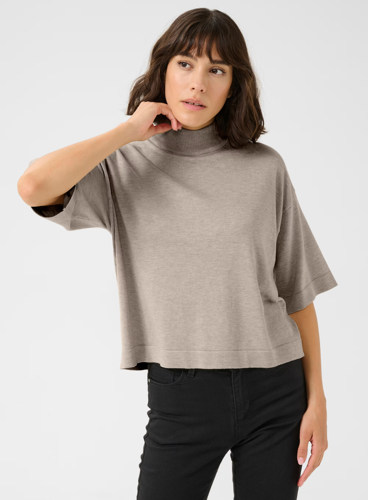 Lizza Turtleneck in Feather Gray Melange from Kaffe