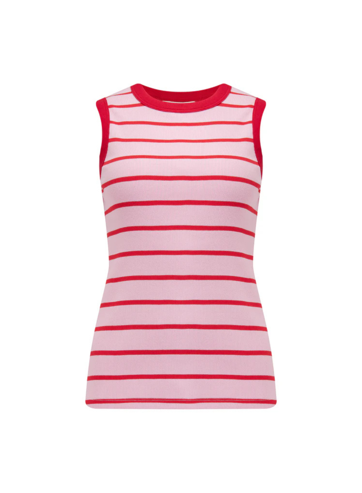 Ruth Fitted Vest Top in Pink/Red Stripes from Sugarhill
