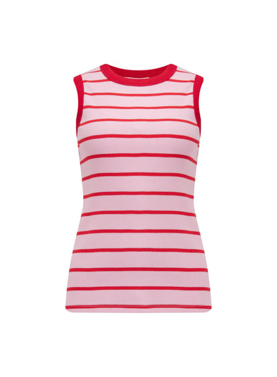 Ruth Fitted Vest Top in Pink/Red Stripes from Sugarhill