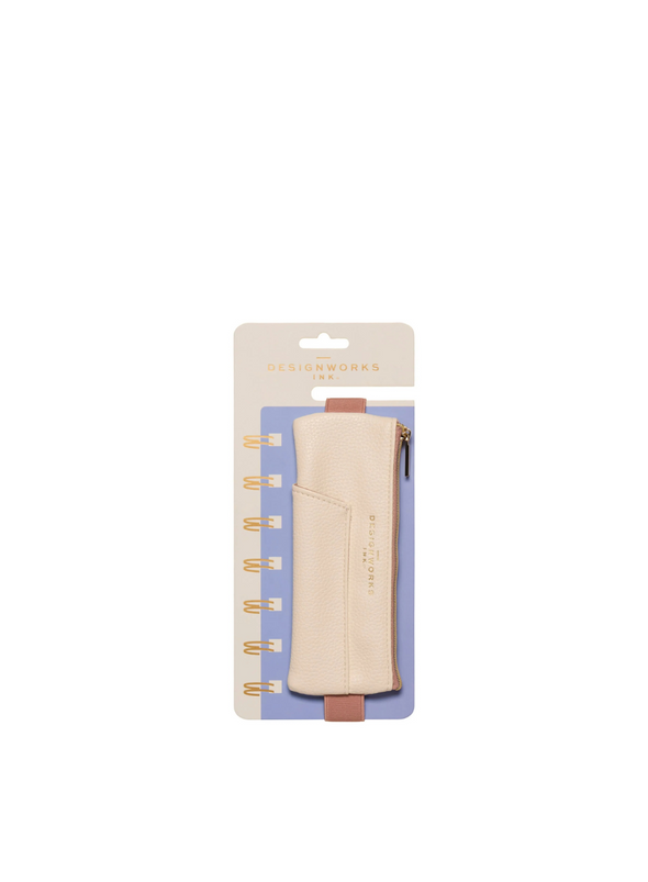 Vegan Leather Pen Pouch in Cream & Taupe from Designworks Ink