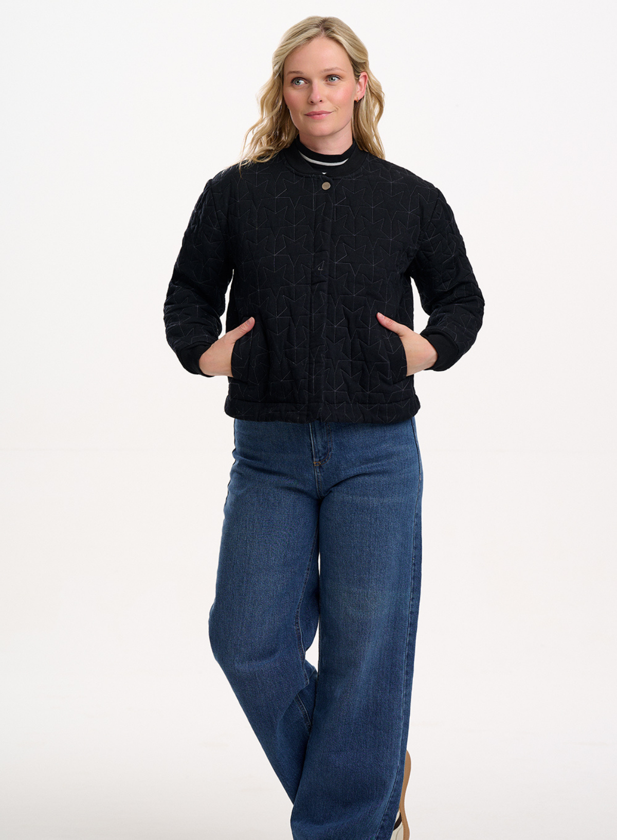 Sugarhill Brighton Reagan Quilted Jacket in Black, Star Quilt