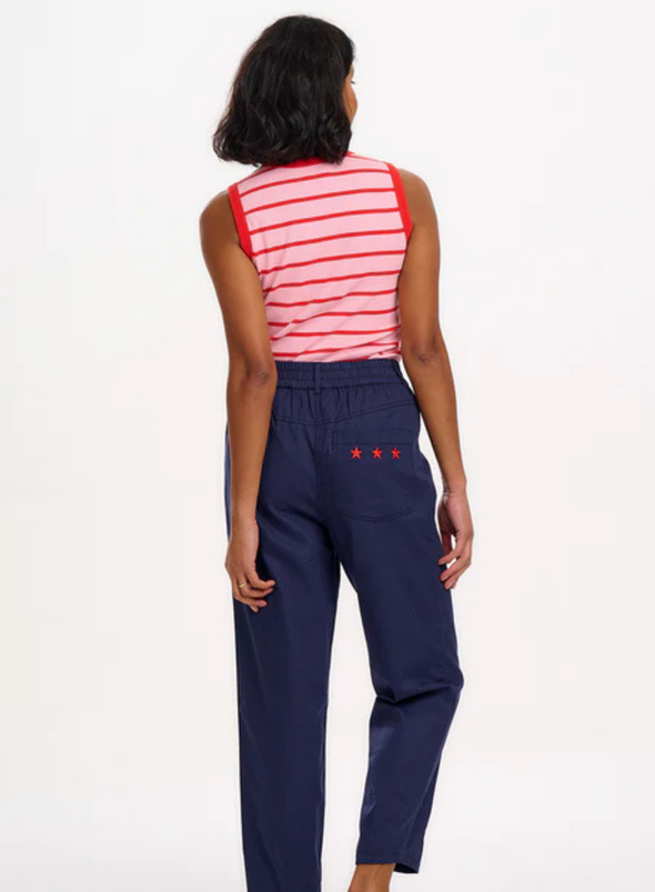 Ruth Fitted Vest Top in Pink/Red Stripes from Sugarhill