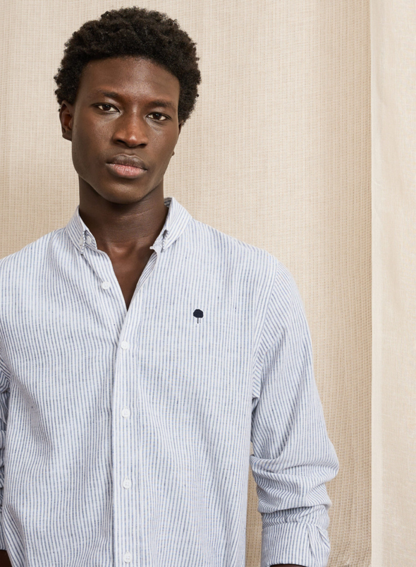 Ivoy Cotton Shirt in Ecru Blue from Faguo