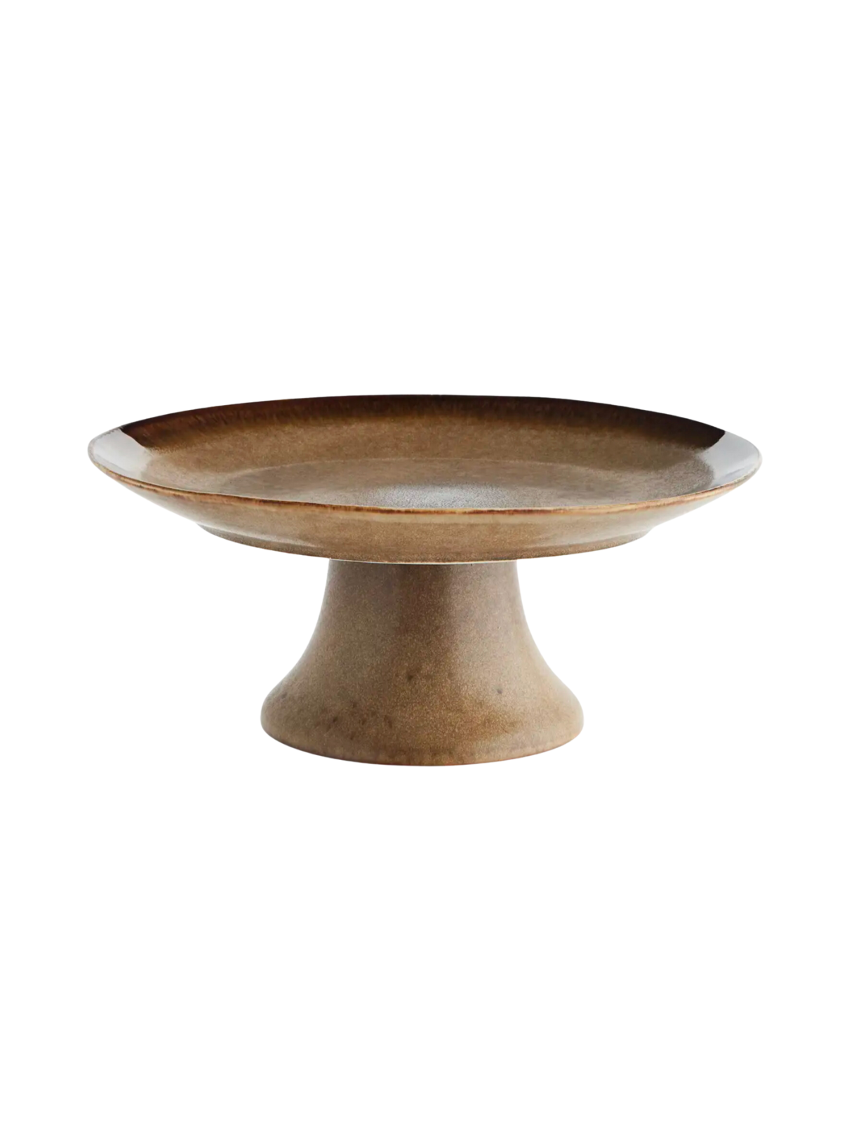 Brown Stoneware Pedestal Serving Dish from Madam Stoltz
