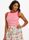 Ruth Fitted Vest Top in Pink/Red Stripes from Sugarhill