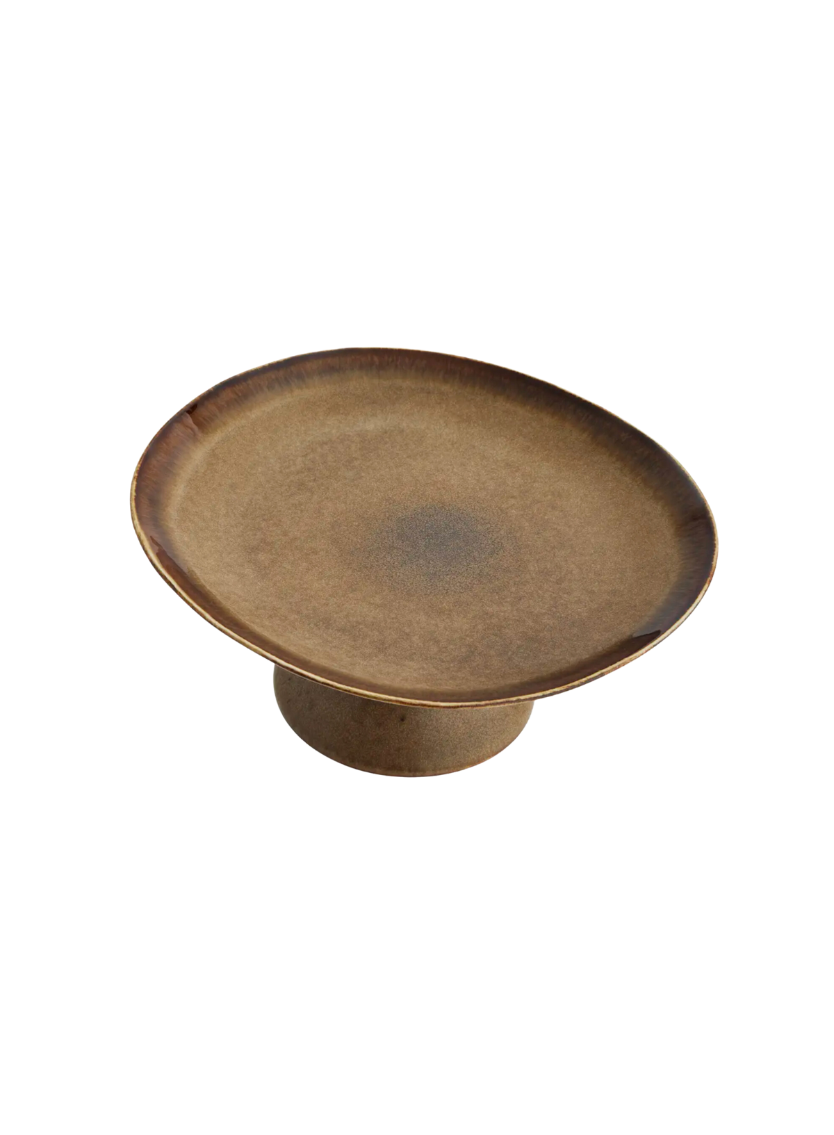 Brown Stoneware Pedestal Serving Dish from Madam Stoltz
