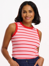 Ruth Fitted Vest Top in Pink/Red Stripes from Sugarhill