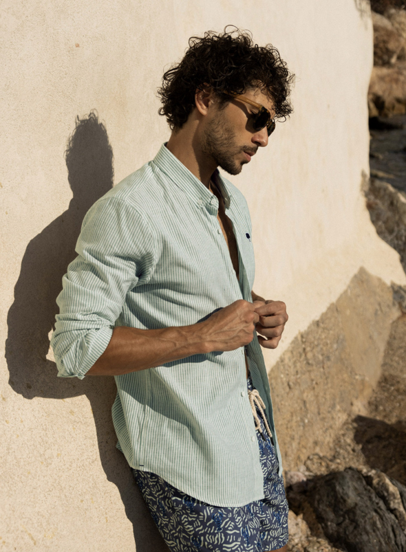 Ivoy Cotton Shirt in Green from Faguo