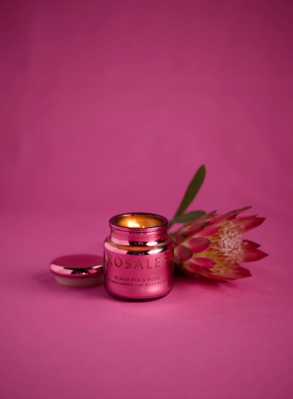Chroma Rosales Hot Pink Metallic Glass Candle in Saffron Rose from Paddywax