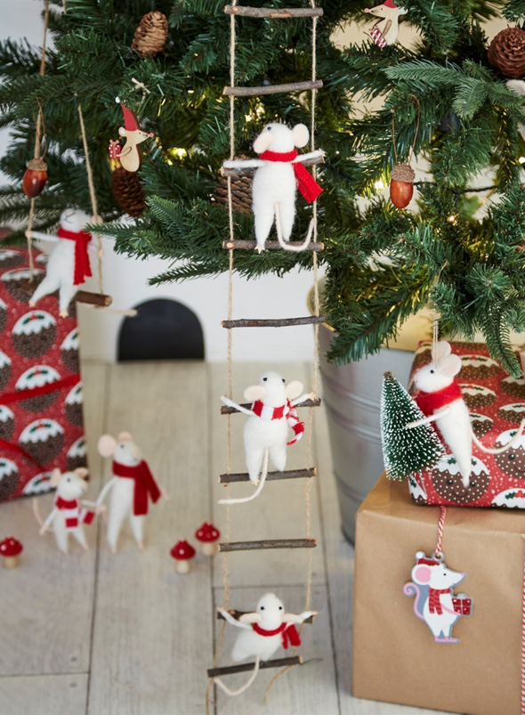 Mouse with Christmas Tree Felt Decoration From Sass & Belle