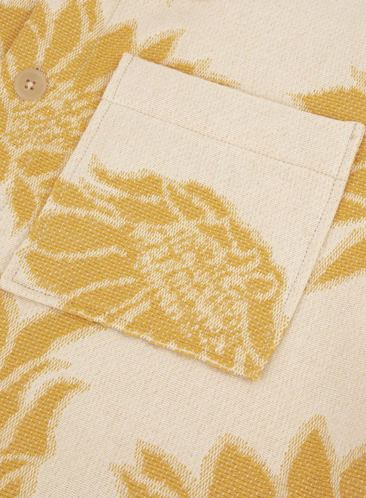 Faguo Gastine Woven Overshirt in Cream & Yellow