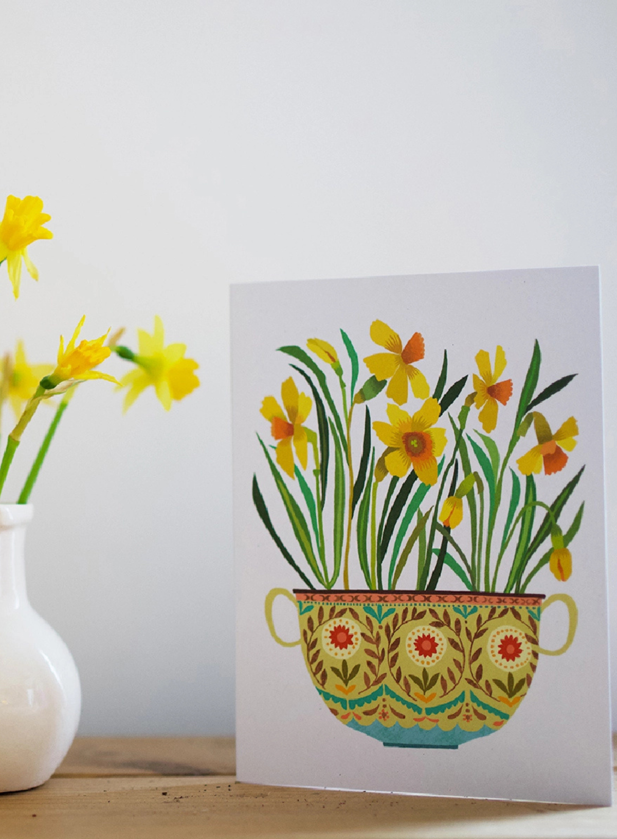 Brie Harrison Daffodil Pot Greetings Card