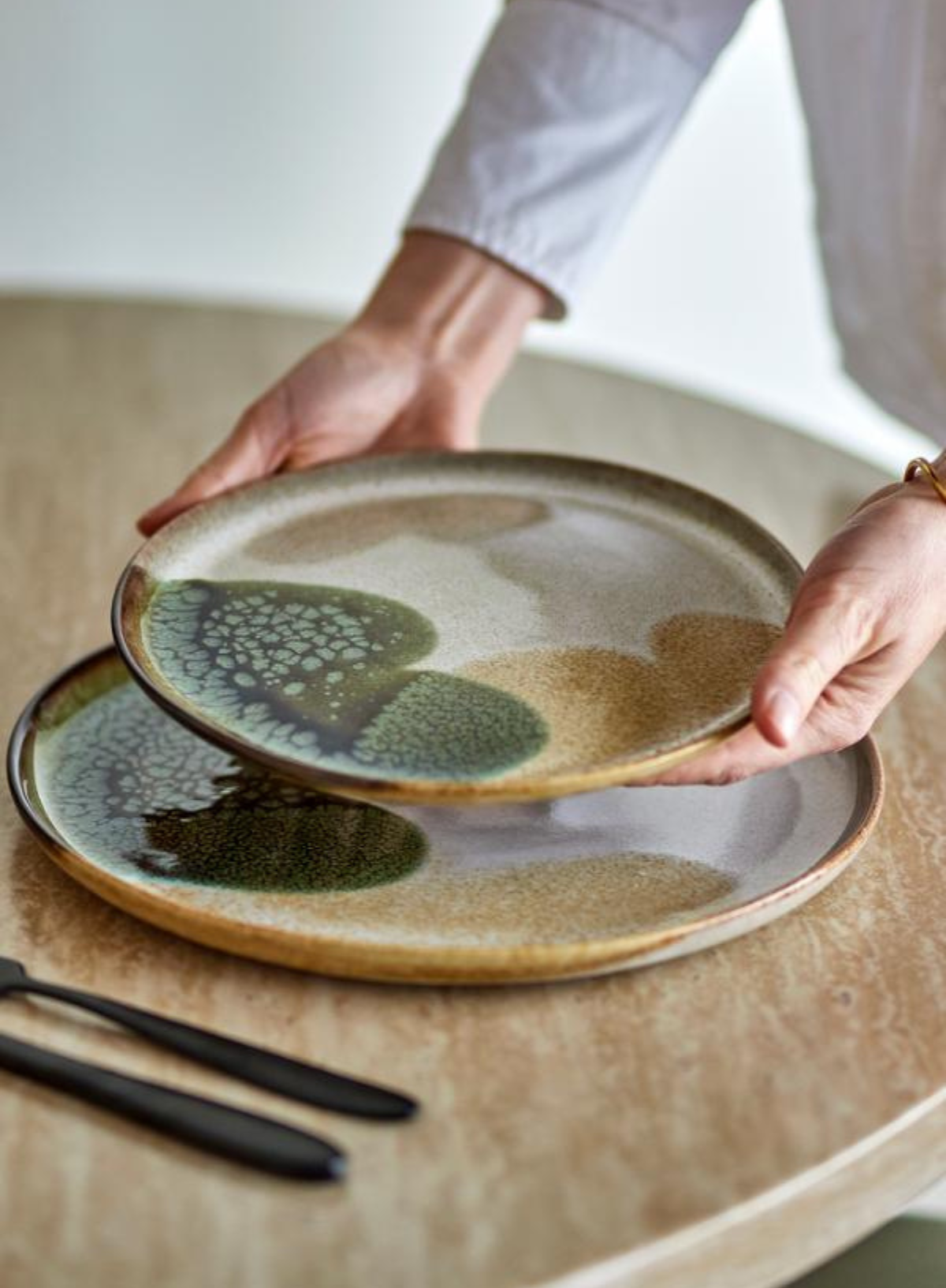 Bloomingville Stoneware Green Small Plate