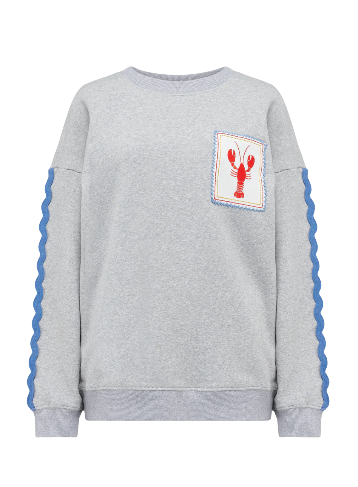 Sugarhill Eadie Relaxed Sweatshirt Grey Marl, Lobster