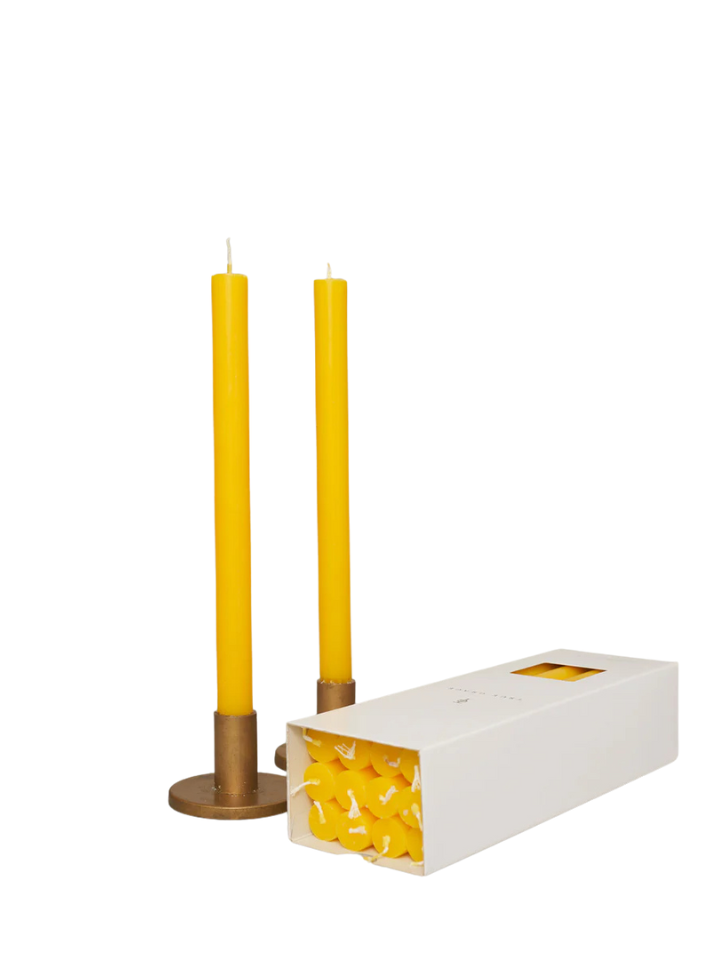 Paraffin Wax Dinner Candle in Yellow from True Grace