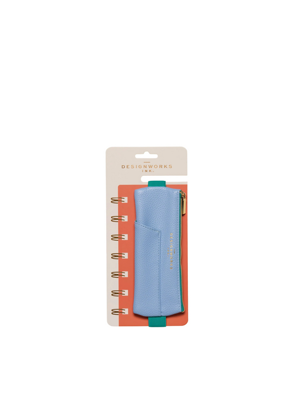 Vegan Leather Pen Pouch in Light Blue & Green from Designworks Ink