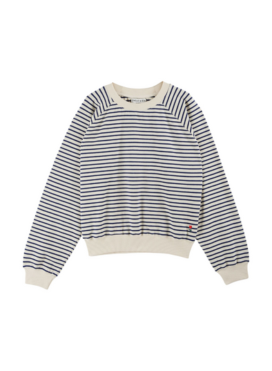 Baylor Fleeced Stripe Sweatshirt in Marine from Emile & Ida