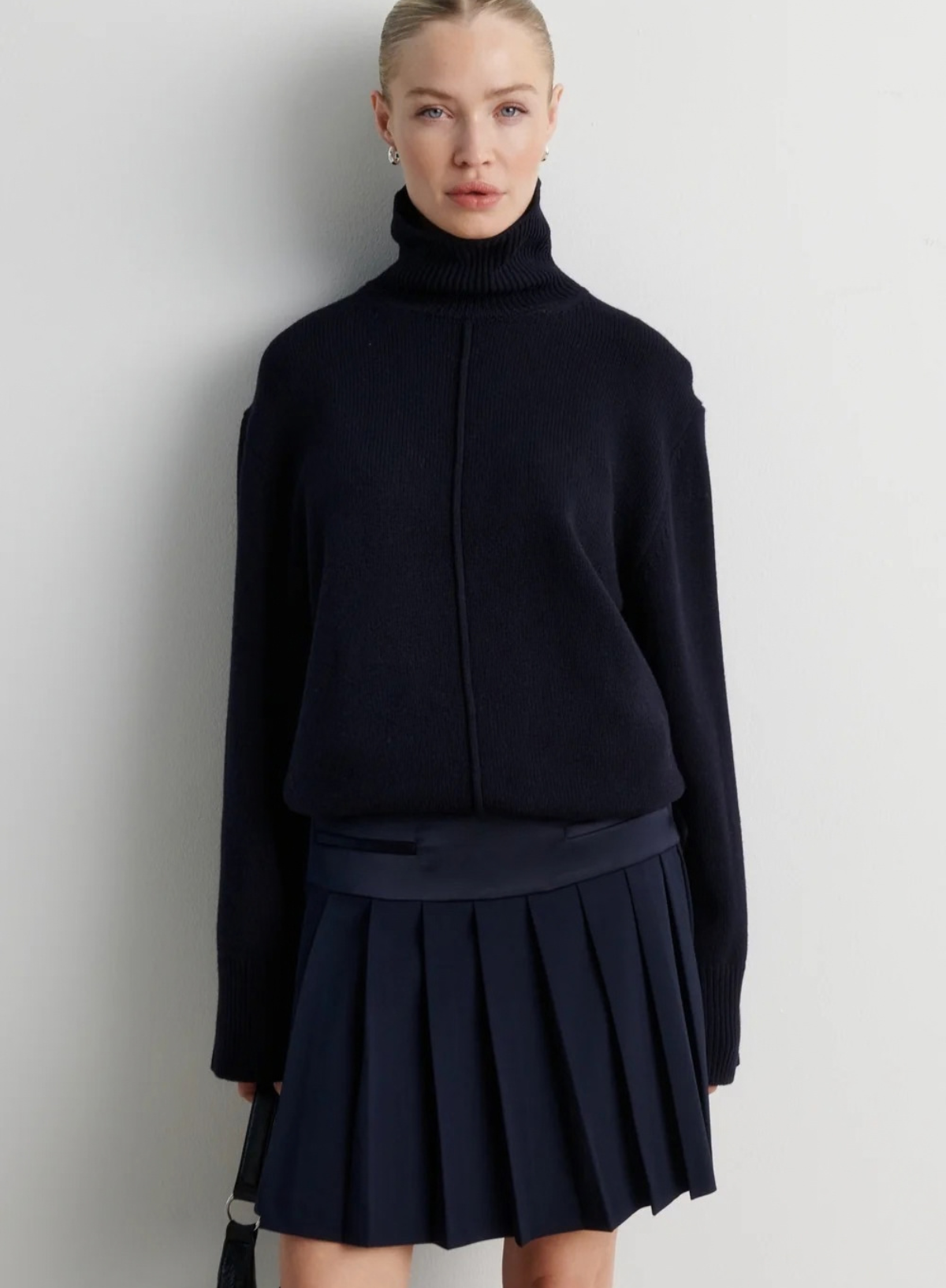 Second Female Alpha Knit Slit T-Neck in Night Sky
