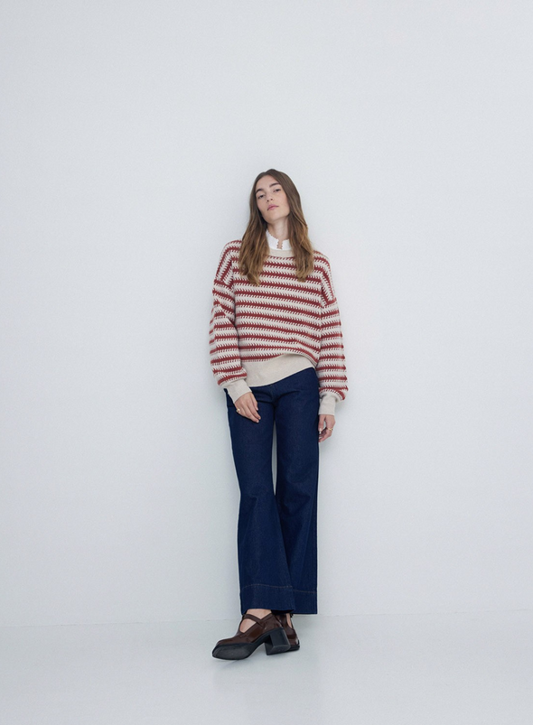 Daffy Jumper in Ecru + Ancient Pink from Yerse