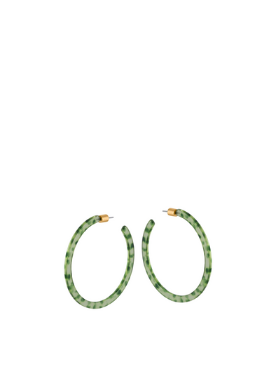 Marseille Thin Resin Hoop Earrings in Green from Big Metal