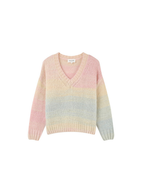 Lamartine V-Neck Jumper in Multicolour from Grace and Mila