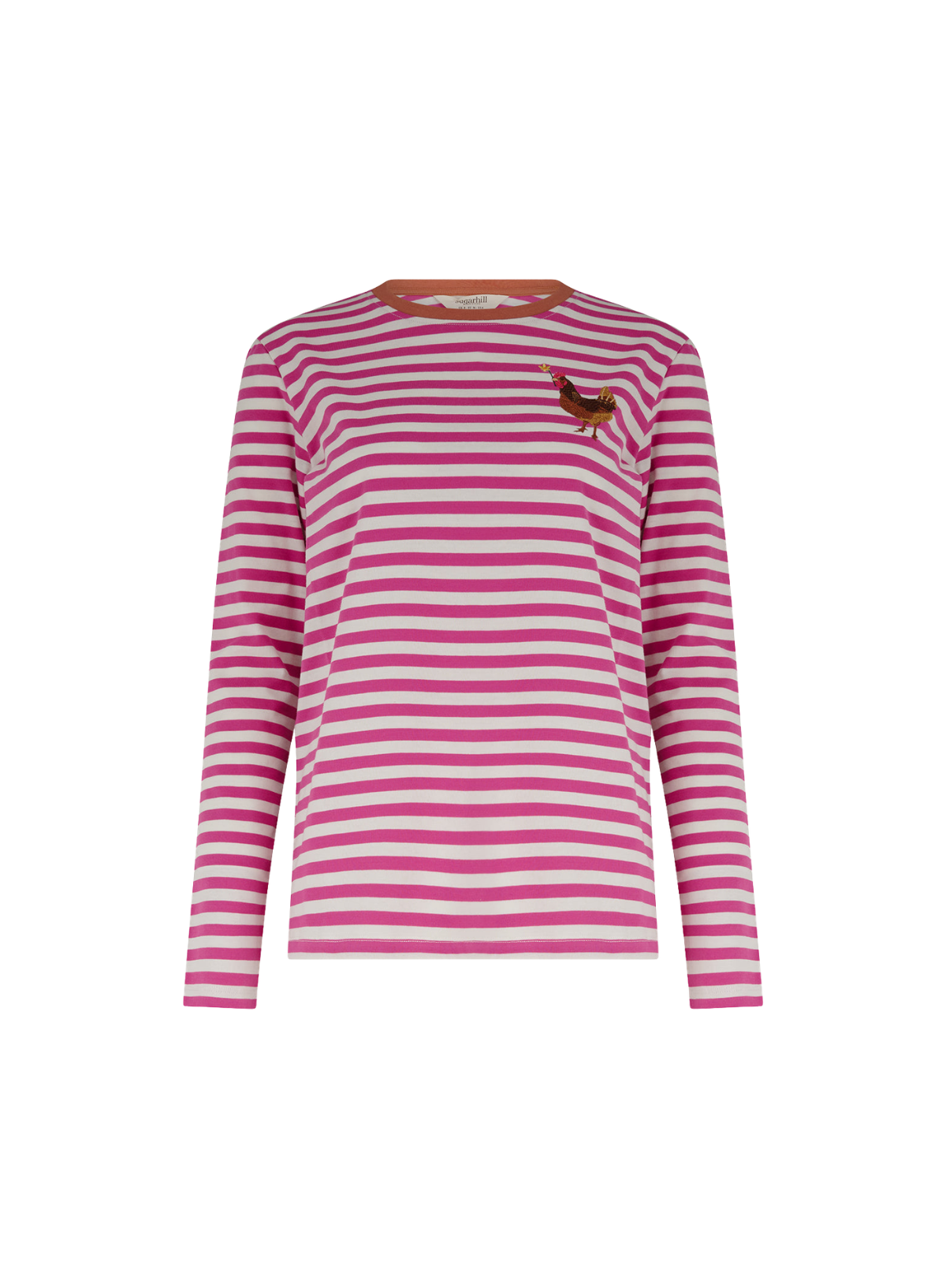 Sugarhill Brunswick Jersey Top in off-White/Magenta Chicken Flower