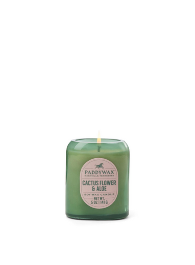 Vista Glass Candle Amber in Cactus Flower & Aloe 5oz from Paddywax