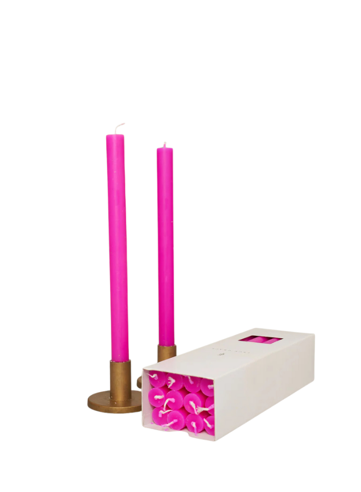 Paraffin Wax Dinner Candle in Fluo Purple from True Grace