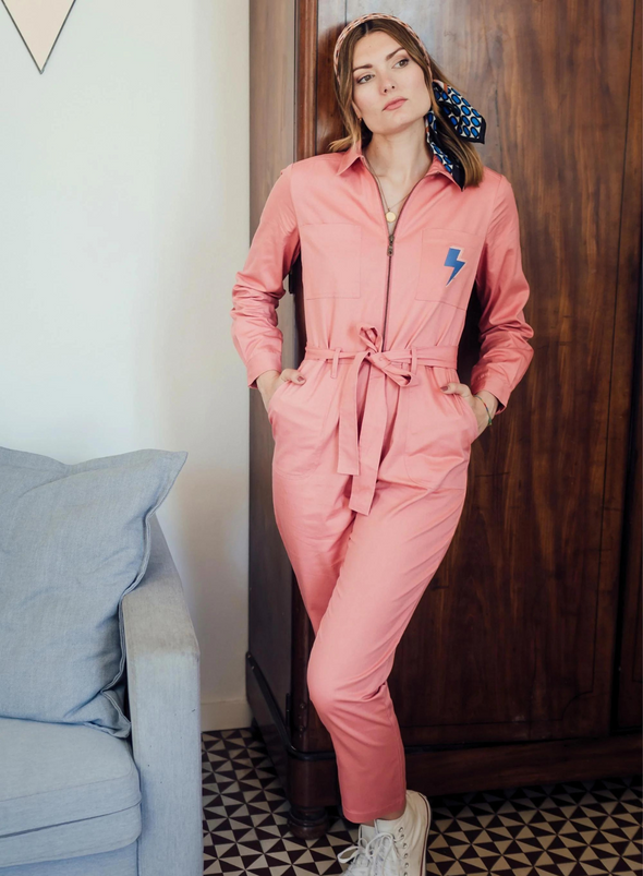 Anwen Jumpsuit in Rose Pink Lightning from Sugarhill
