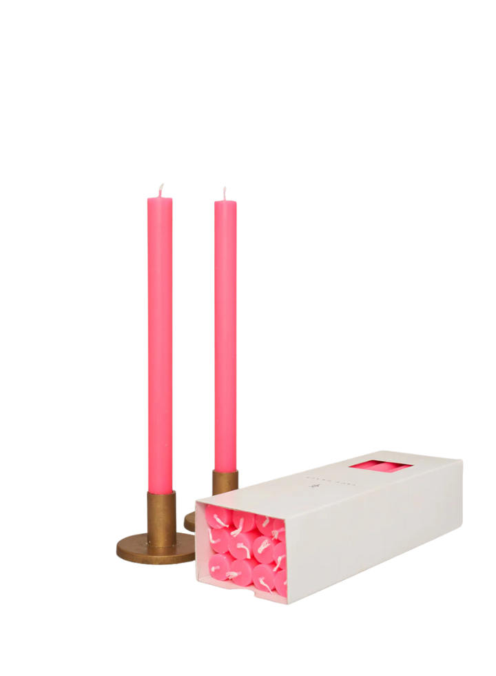 Paraffin Wax Dinner Candle in Fluo Pink from True Grace