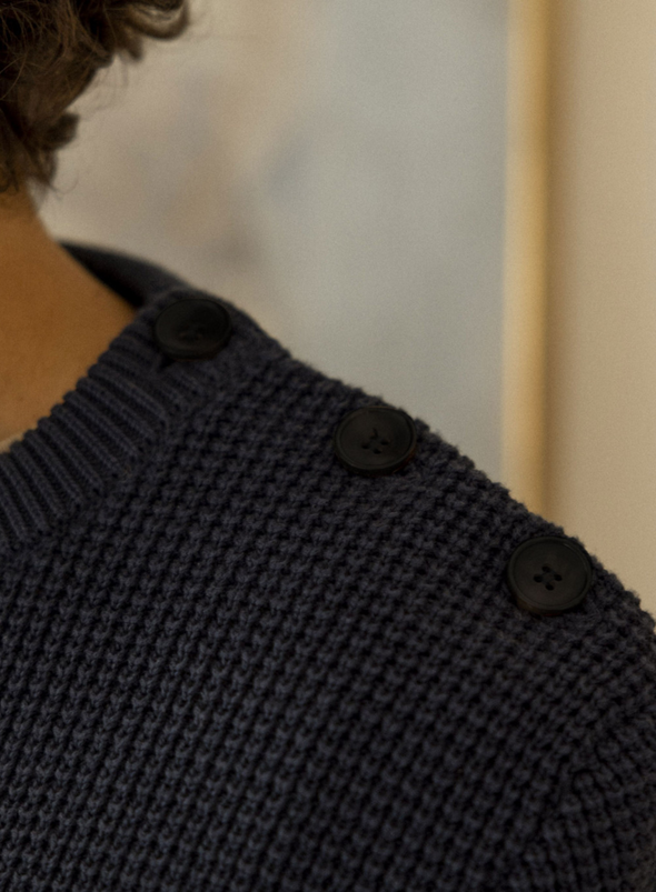 Lucio Cotton Sweater in Navy from Faguo