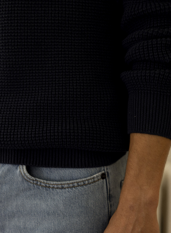 Lucio Cotton Sweater in Navy from Faguo