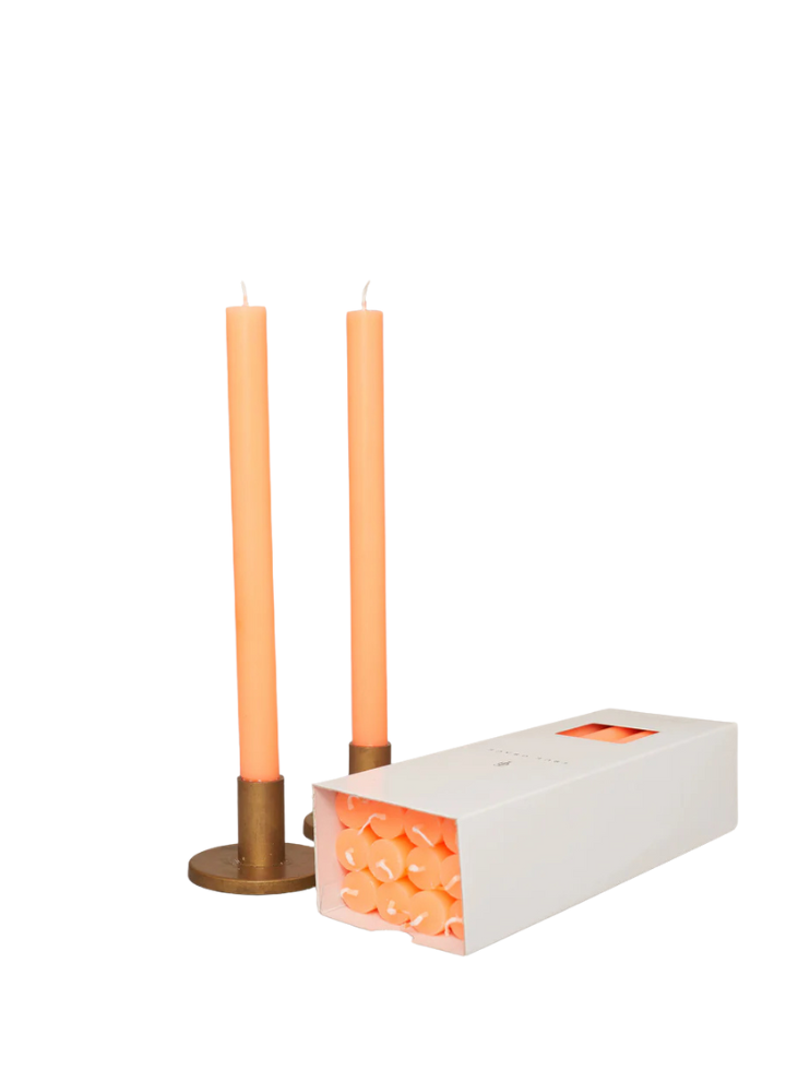 Paraffin Wax Dinner Candle in Fluo Orange from True Grace