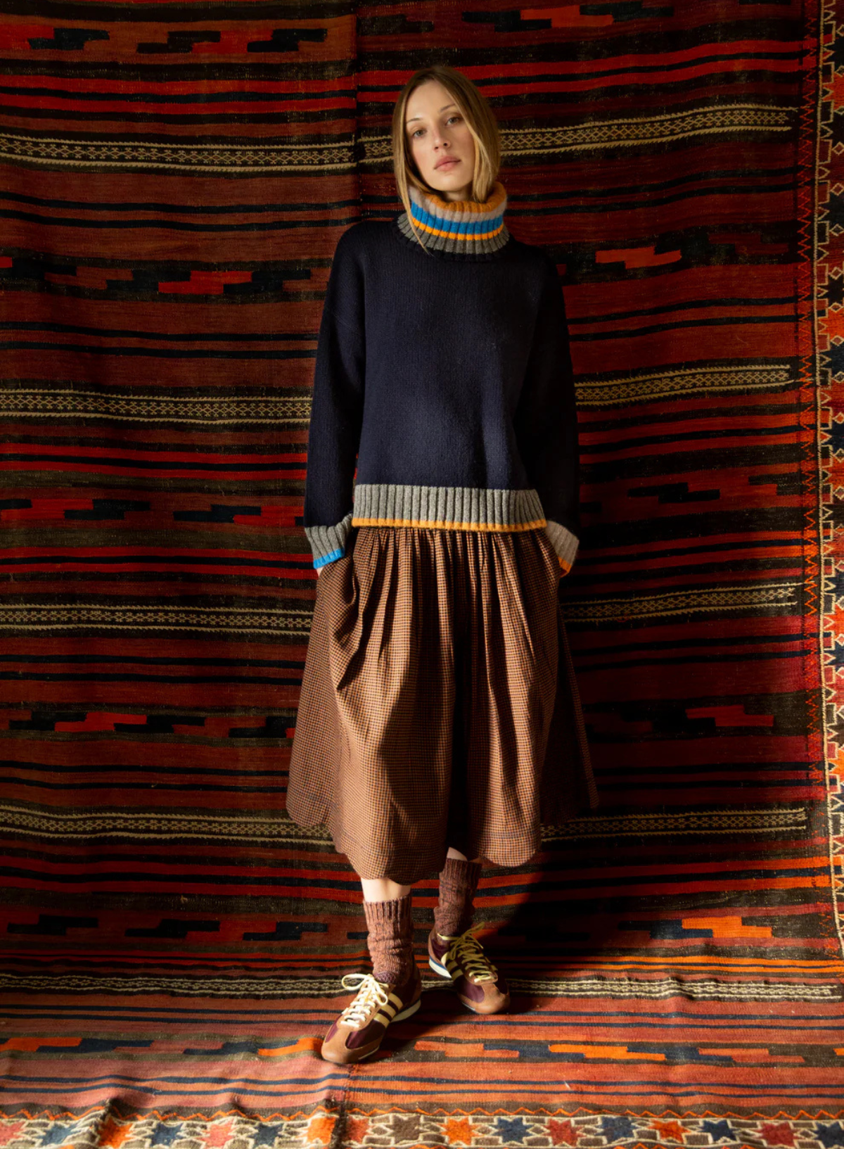 Polly Skirt in Midnight/Tan from Bonté
