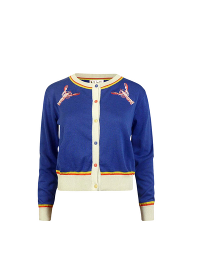 Vera Small Embroidery Cardigan in Blue Lobsters from Palava