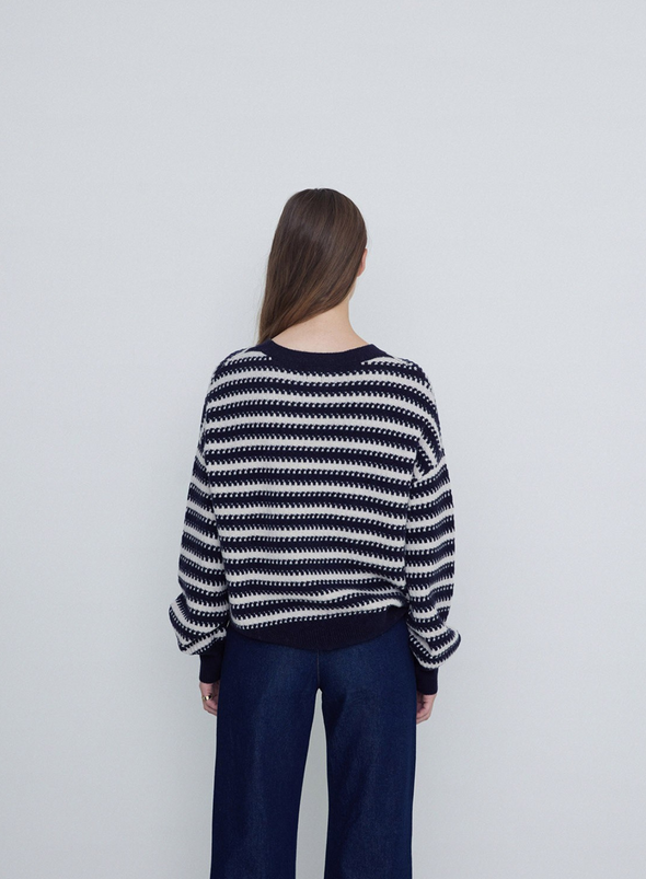 Daffy Jumper in Navy + Ecru from Yerse