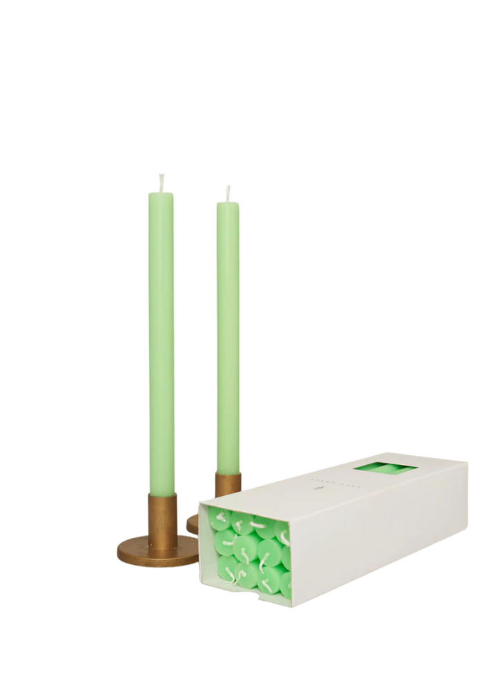 Paraffin Wax Dinner Candle in Fluo Green from True Grace