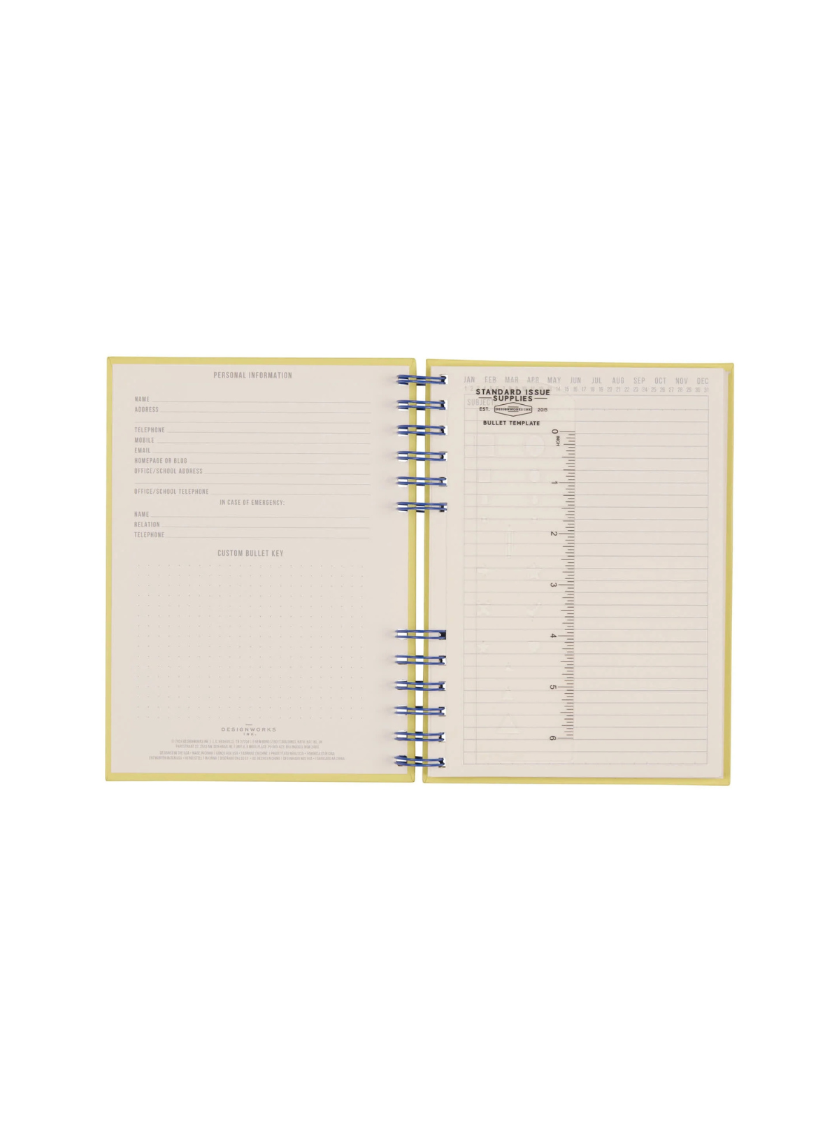 Standard Issue Planner Notebook Yellow in Cobalt and Citron from Designworks Ink