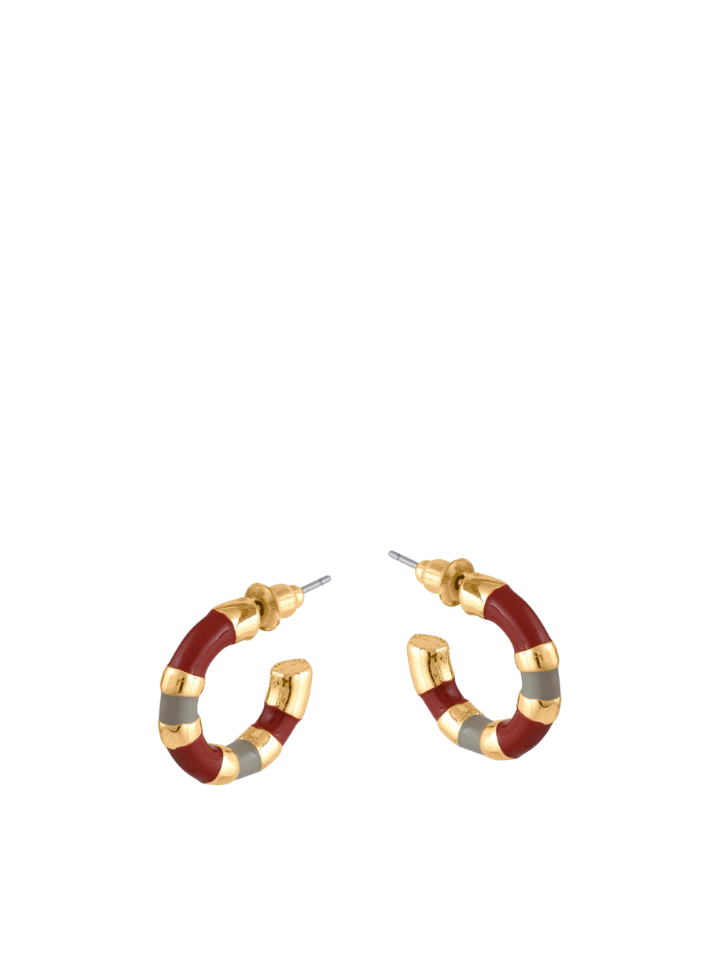 Sunny Multi Toned Enamelled Earrings in Red/Taupe from Big Metal