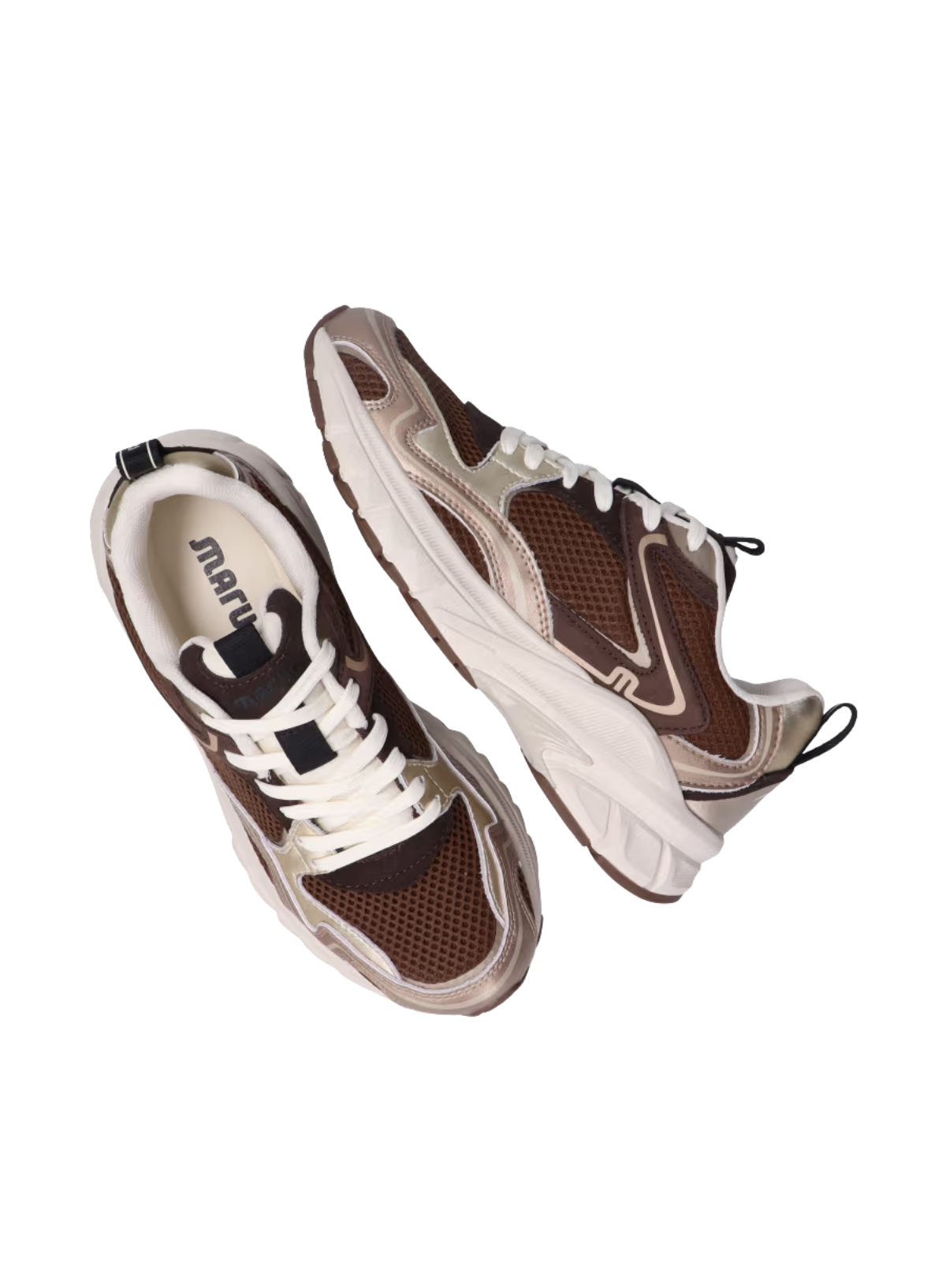 Maruti Novi Leather/Textile Trainer in Dark Brown/Metallic