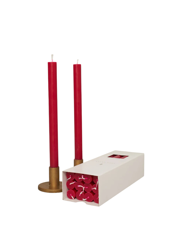 Paraffin Wax Dinner Candle in Cerise from True Grace