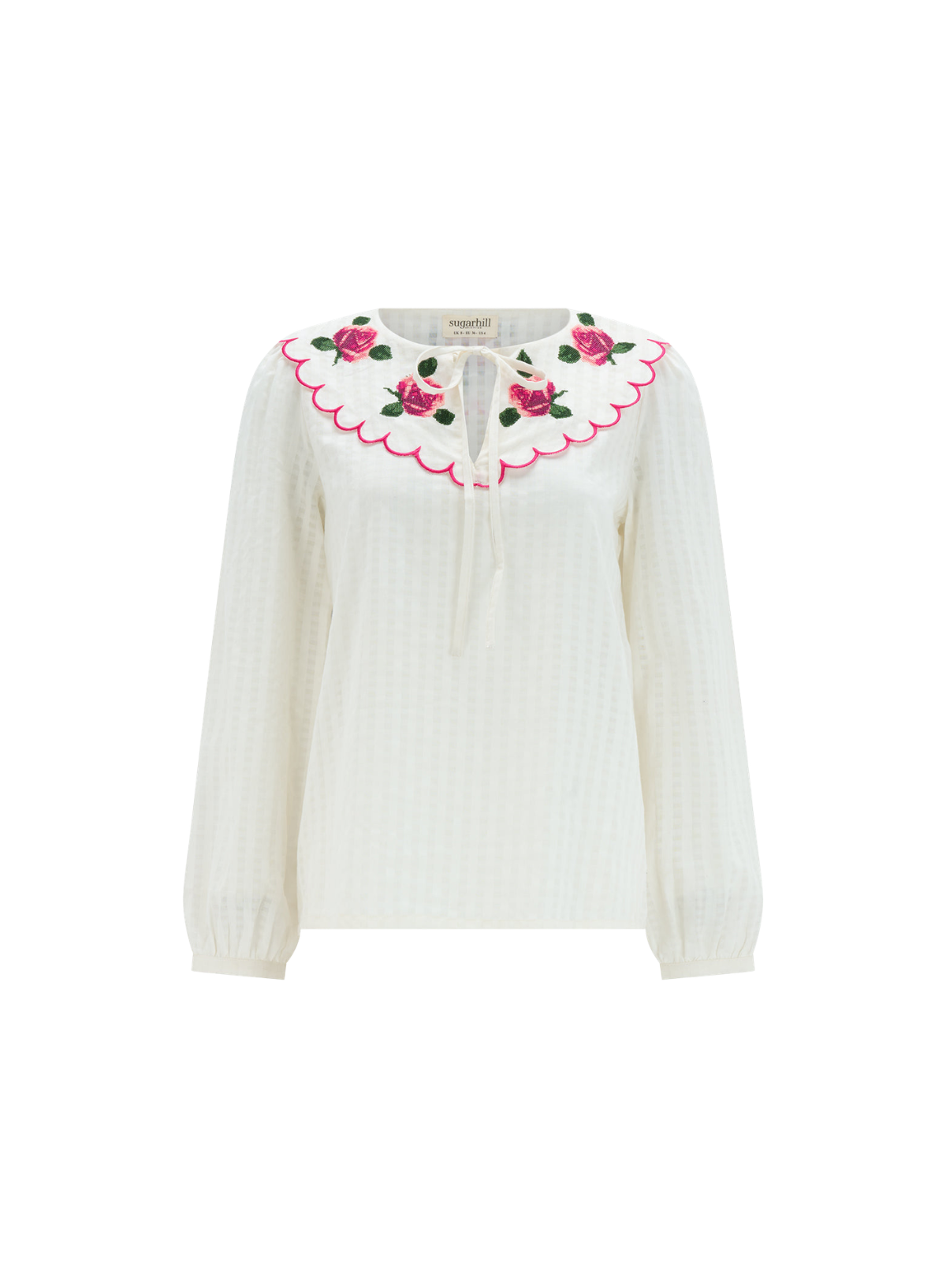 SugarhillI Nessie Scallop Collar Blouse in Off-White Blooming Roses
