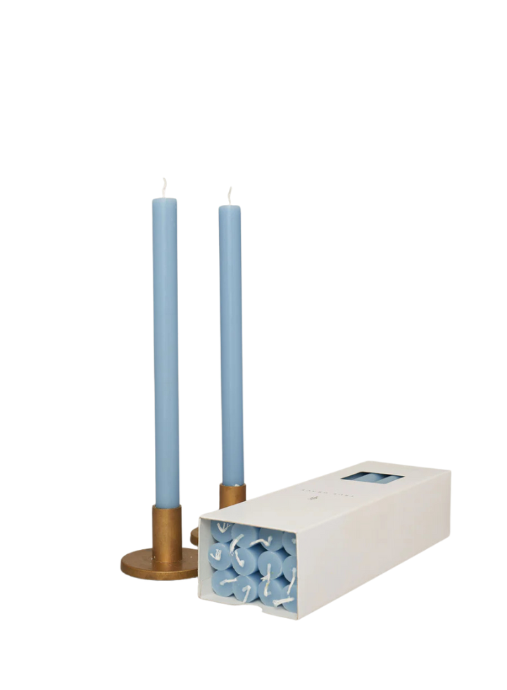 Paraffin Wax Dinner Candle  in Sky Blue from True Grace