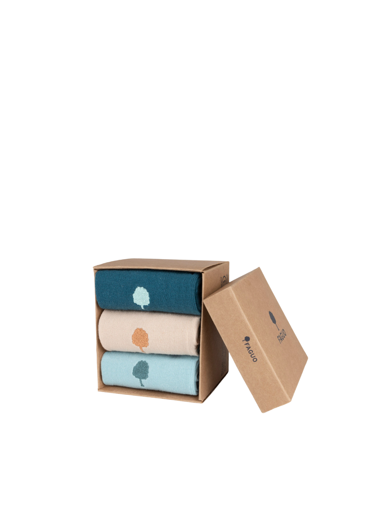 Box of 3 Socks in Ecru + Blue from Faguo