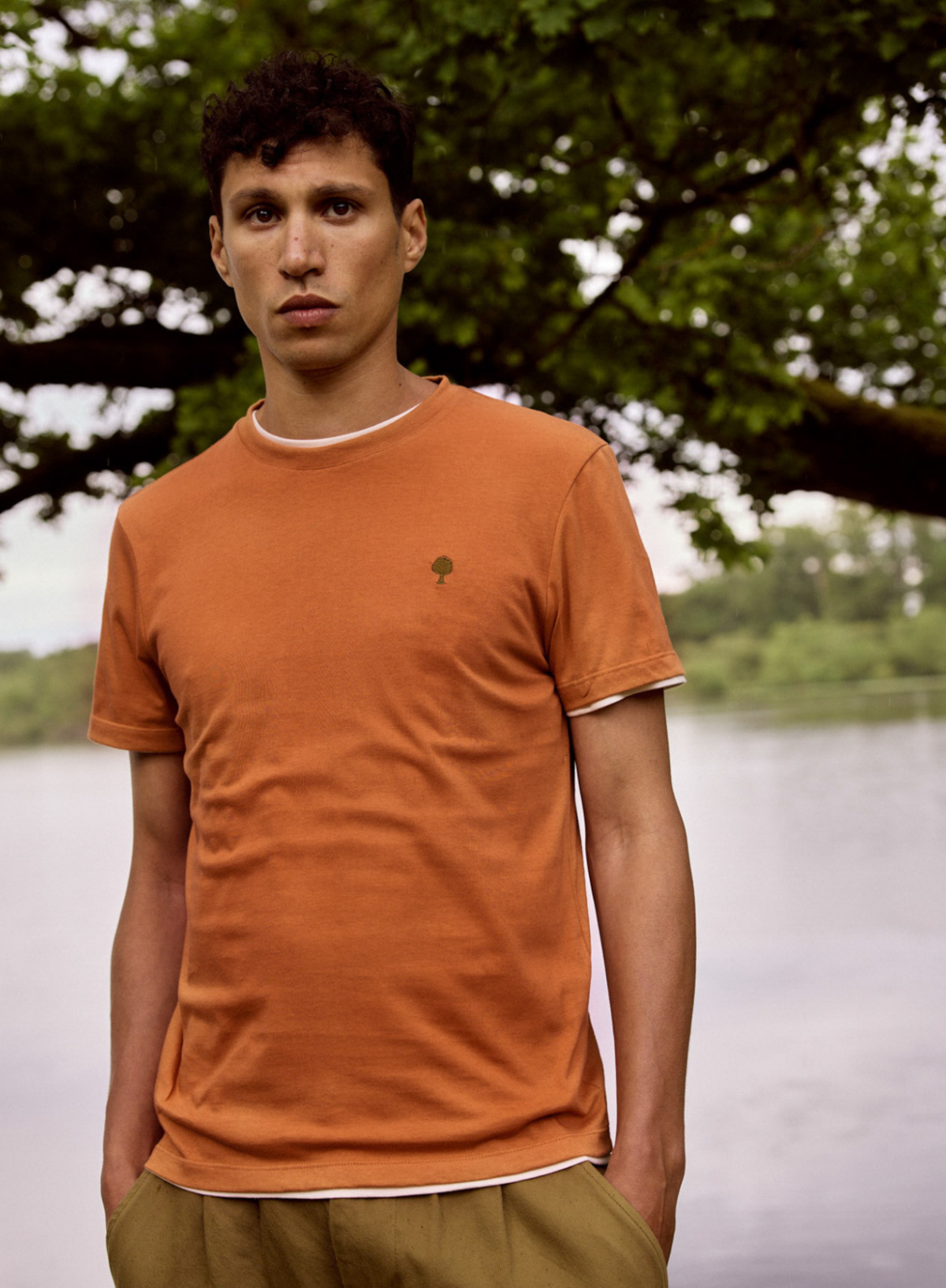Faguo Arcy Recycled Cotton T-Shirt in Light Brick